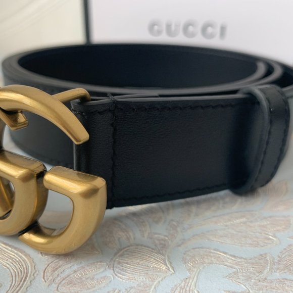 Leather belts with double G buckle